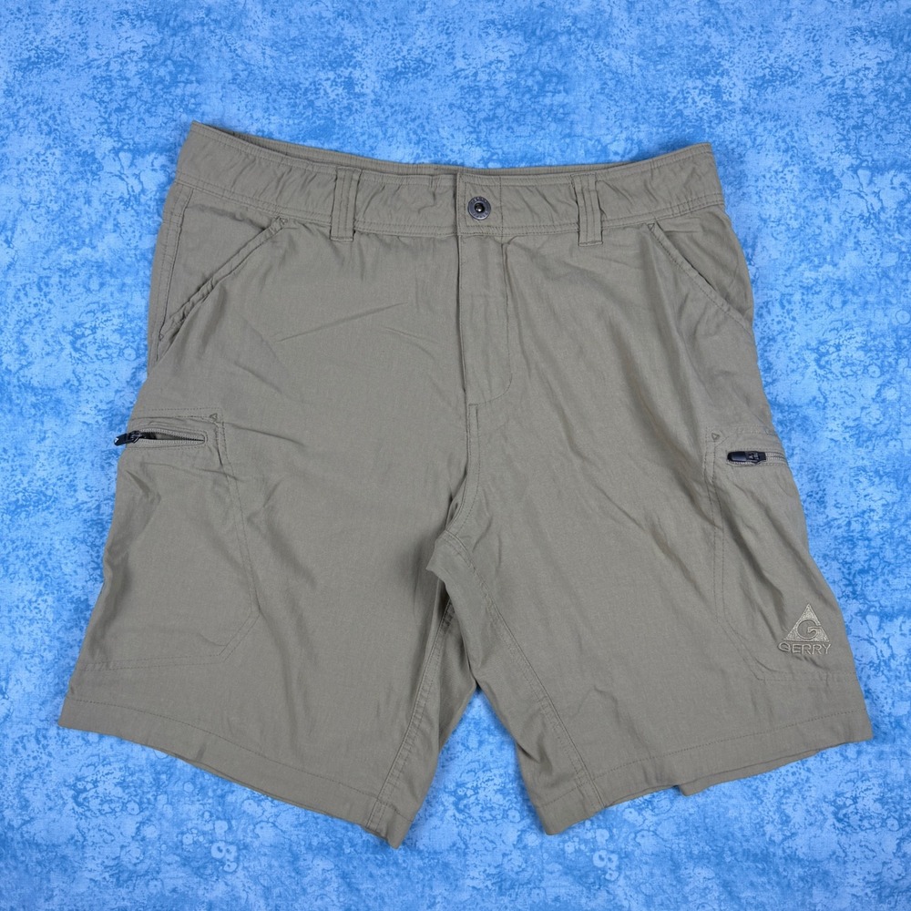 Gerry Mens Venture Flat Front Stretch Cargo Shorts Khaki 34 1094310